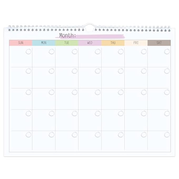 Muurkalender | Ongedateerde Maandelijkse Planner voor Thuis en Kantoor