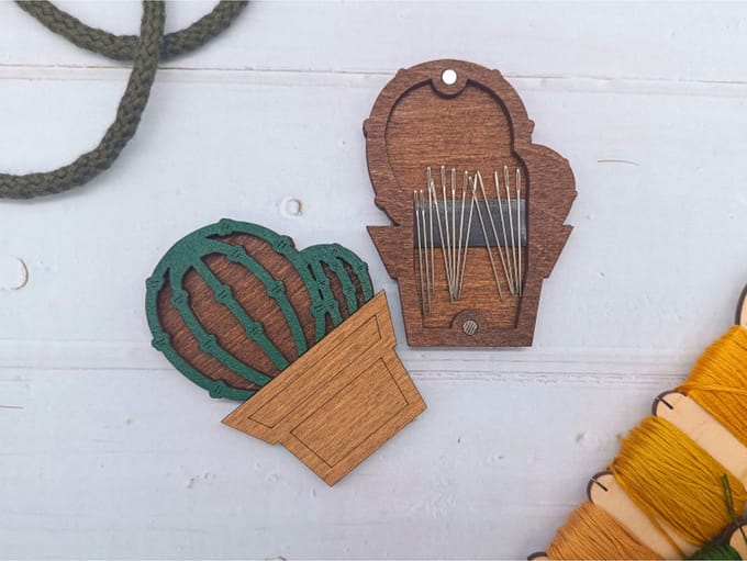 Houten Naaldendoosje - Cactus