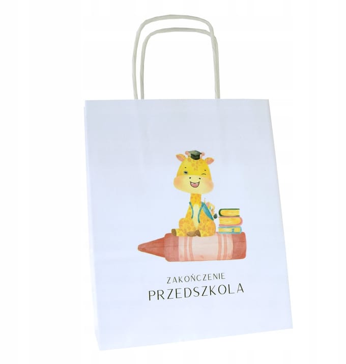 Papieren Cadeautas Giraf - Afscheid Kleuterschool - 18x8x22cm