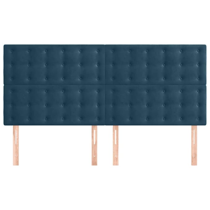 vidaXL - Hoofdbord - donkerblauw - 160x5x118/128 - cm - fluweel