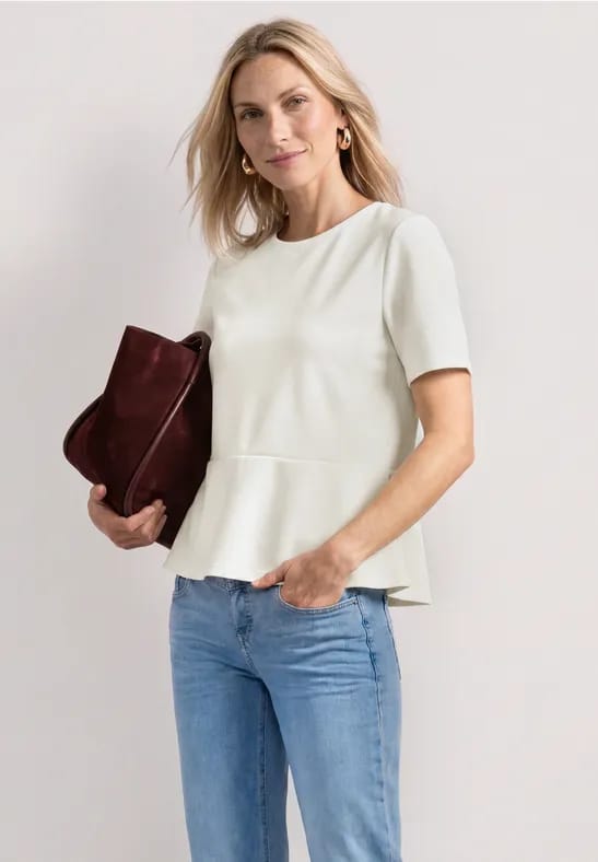 Shirt met ronde hals en volantdetail