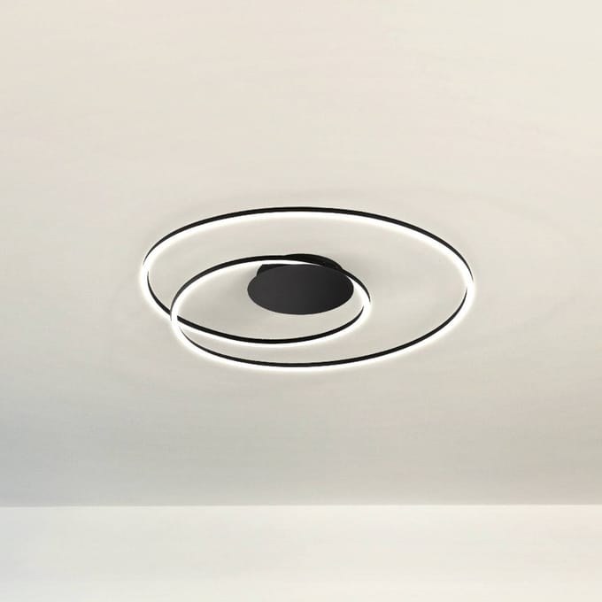 FISCHER & HONSEL LED plafondlamp HOLY, zwart, Ø 68 cm, afstandsbediening, CCT