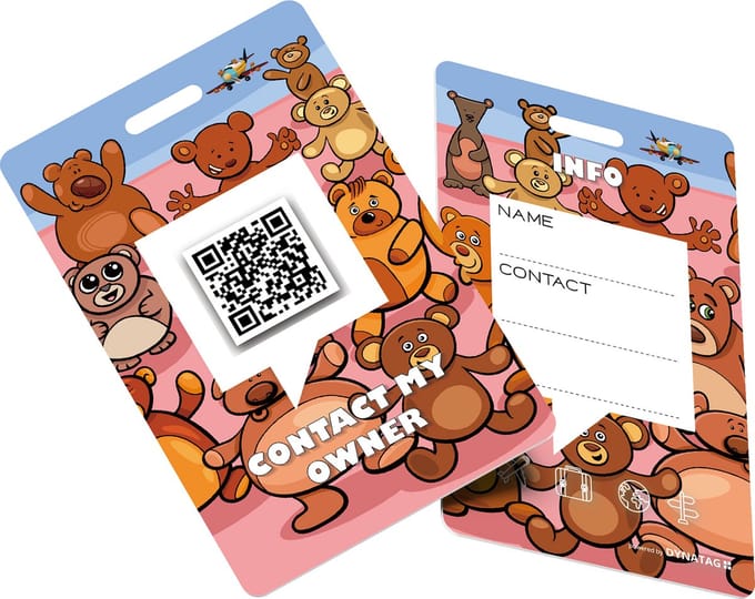 DynaTag Bagagelabel Kofferlabel met QR-code - Cuddly Teddy