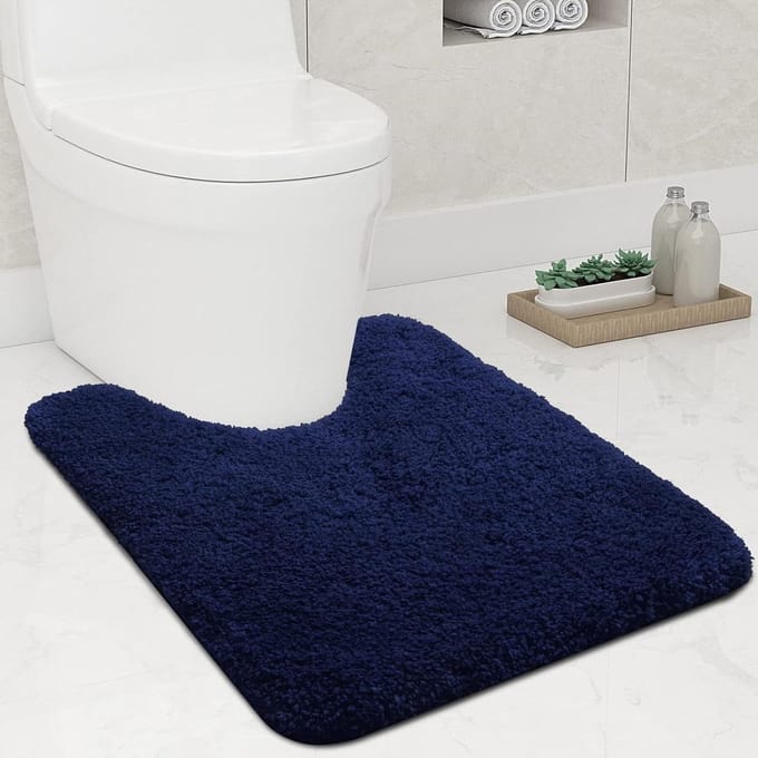 Zachte antislip toiletmat met uitsparing - 51 x 61 cm - Marineblauw