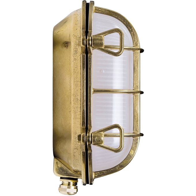 Moretti Luce Ovale scheepslamp Hook, messing, opaal