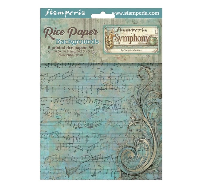 Stamperia Motief strozijde backgrounds "Symphony", DIN A6, set van 8