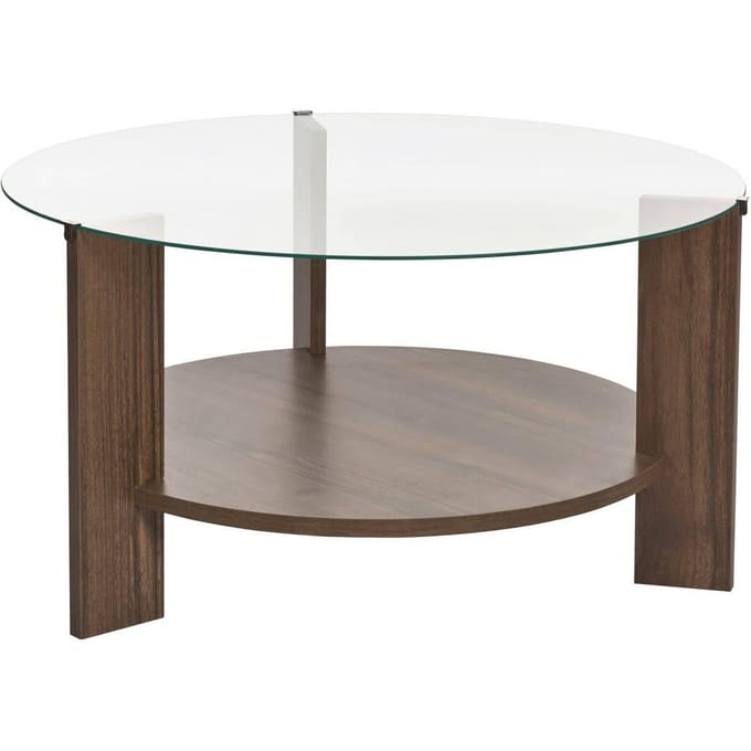 Asir - Salontafel - Okkernoot & Transparant - 75 x 75 x 40 cm