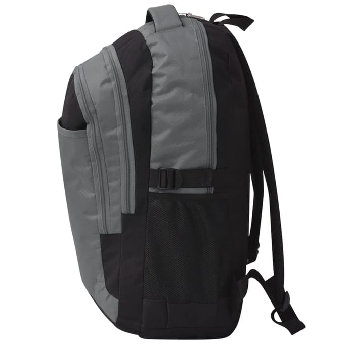 vidaXL - Rugzak - voor - school - 40 - L - zwart - en - grijs