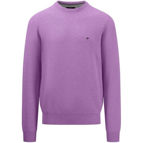 Fynch-Hatton Trui Fine Structure Cotton O-Neck Dusty Lavender / male