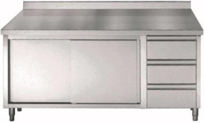 700 Werktafel Schuifdeuren Laden Rand 1800 - Combisteel
