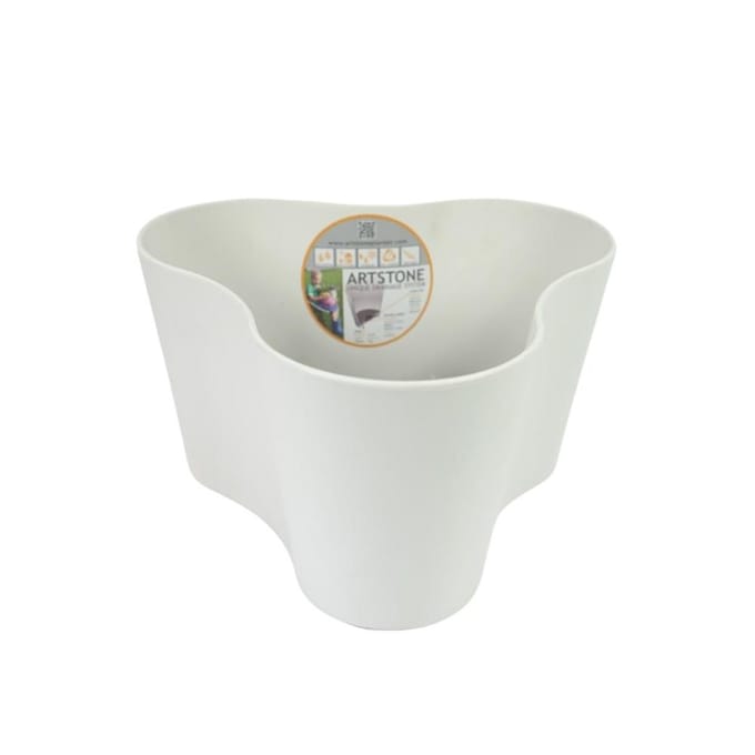 Artstone bloempot Claire wit 26 cm met drainagesysteem voor binnen en buiten.