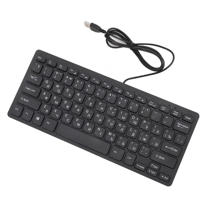 Clavier compact filaire USB ultra-fin à 78 touches avec bouton ergonomique pour ordinateur Arabic