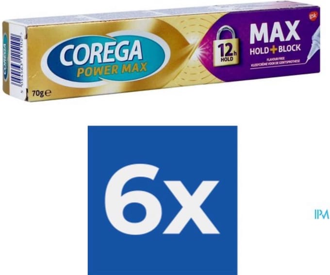 Corega - Kunstgebit - Kleefpasta - Power Max - Max Hold+Block - 70g x 6