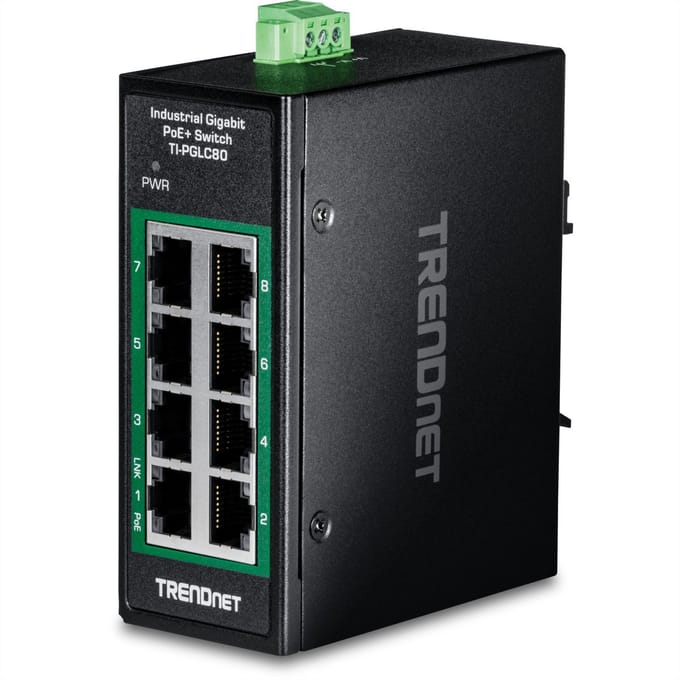 TRENDnet TI-PGLC80 - Version V1.xR - switch - industrial mini - 8 ports - TAA Compliant