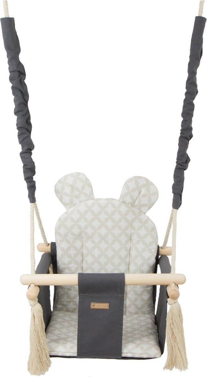 Baby schommel - hout - antraciet crème - tot 20 kg