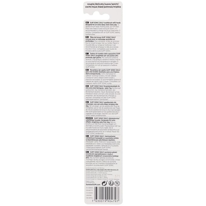 GUM® SONIC DAILY opzetborstel wit refill 2 Tandenborstel