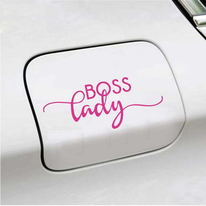 Bumpersticker - Boss Lady - 6 X 14,8 - Roze