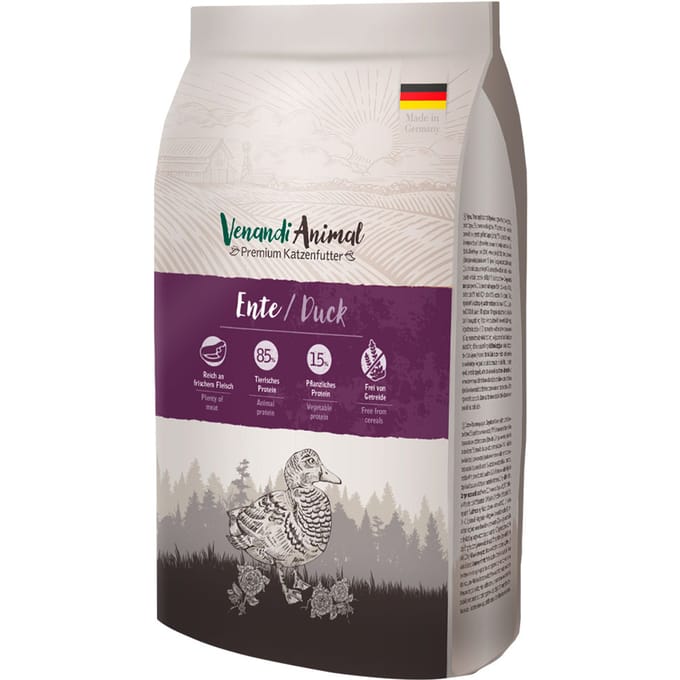 3x1,5kg Venandi Animal Duck Kattenvoer droog