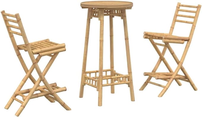 Opvouwbare Barset - Buitenmeubels Bamboe - Terras Ontspanning - Compact Opvouwbaar - 55x55x100cm - Bruin