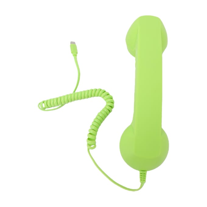 Combiné de téléphone rétro Type C Filaire Récepteur de téléphone portable avec haut-parleur et microphone à contrôle de volume pour vidéoconférence mobile vert