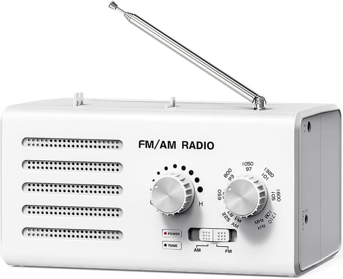Draagbare Radio - FM/AM - Sterke Ontvangst - Batterij & Netstroom - wit