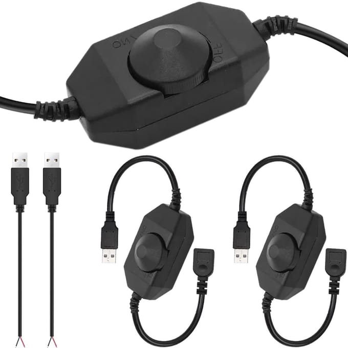 Dimmer USB-vrouwelijk naar mannelijk kabel met dimbare draaischakelaar Controller 5V LED-lichtslangschakelaar Verstelbare schakelaar 2 stuks