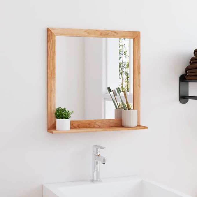 vidaXL - Wandspiegel - 55x55 - cm - massief - walnotenhout