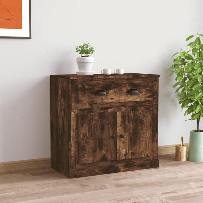 vidaXL - Dressoir - 70x35,5x67,5 - cm - bewerkt - hout - gerookt - eikenkleurig