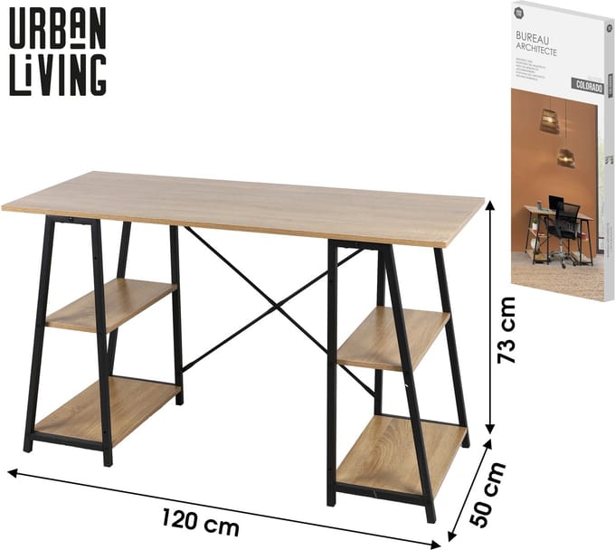 "COLORADO" Bureau in architectenstijl 120x50xH73 cm