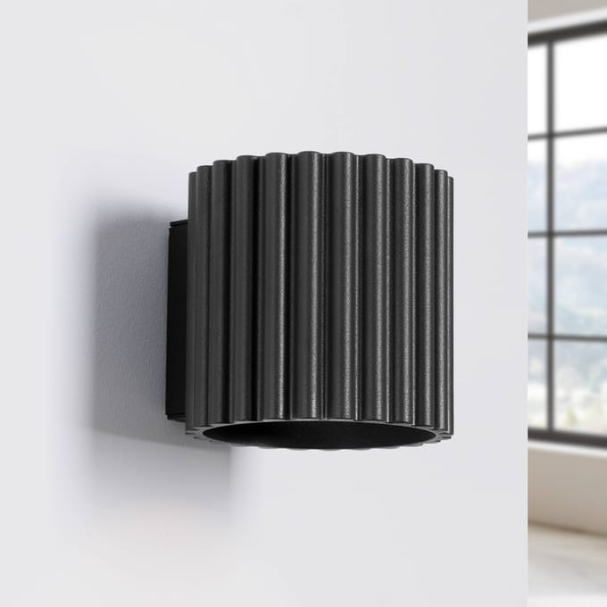 SOLLUX LIGHTING wandlamp RIBLA, zwart, Ø 10 cm, metaal, G9