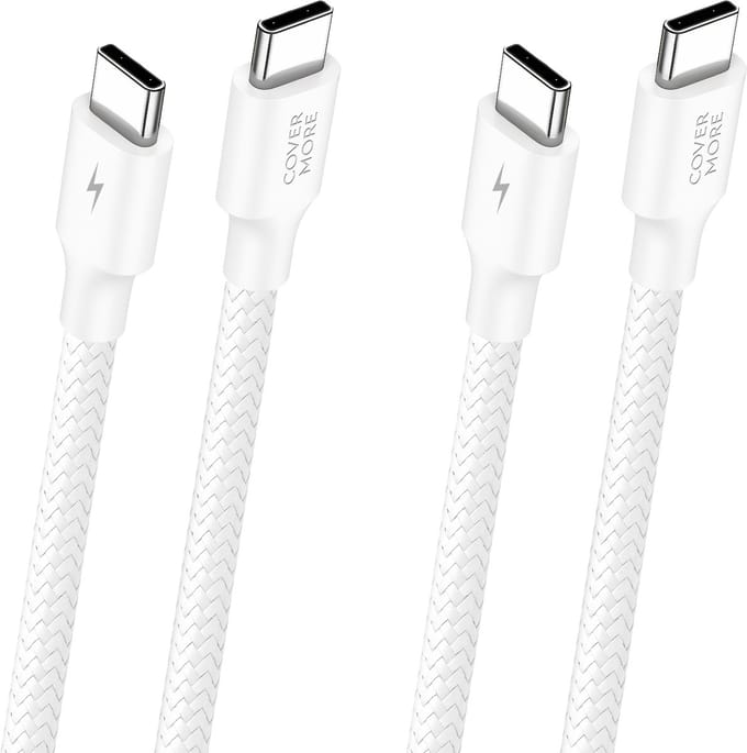 Sterke usb C naar usb C kabel met quick en fast charging - 60w - Snellader - 2 stuks - Wit