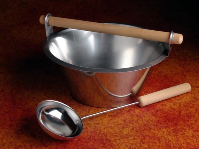 'Finland' Sauna opgietemmer met lepel - RVS en hout (5L)