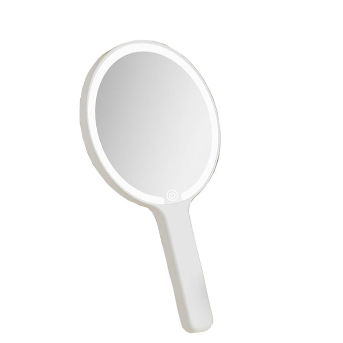 Vullicht LED Make-up Spiegel Handheld Vierkant/Rond Verlichte Handspiegel 3 Kleuren Dimbaar Licht Verstelbare Helderheid white