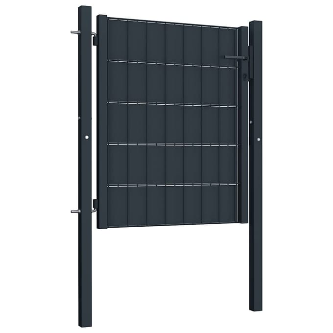 vidaXL - Hekpoort - PVC - en - staal - 100x100 - cm - antraciet