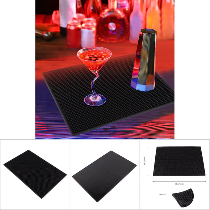 Druipmatten Cocktail Theekop Mok Waterdichte Keuken Service Bar Mat (Zwart Groot Type) Black black