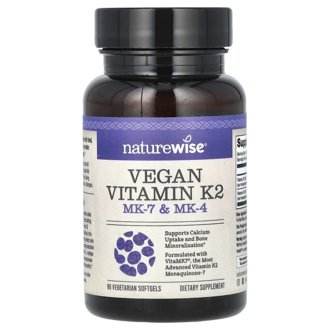 NatureWise, Vegan Vitamine K2, MK-7 & MK-4, 90 Plantaardige Softgels
