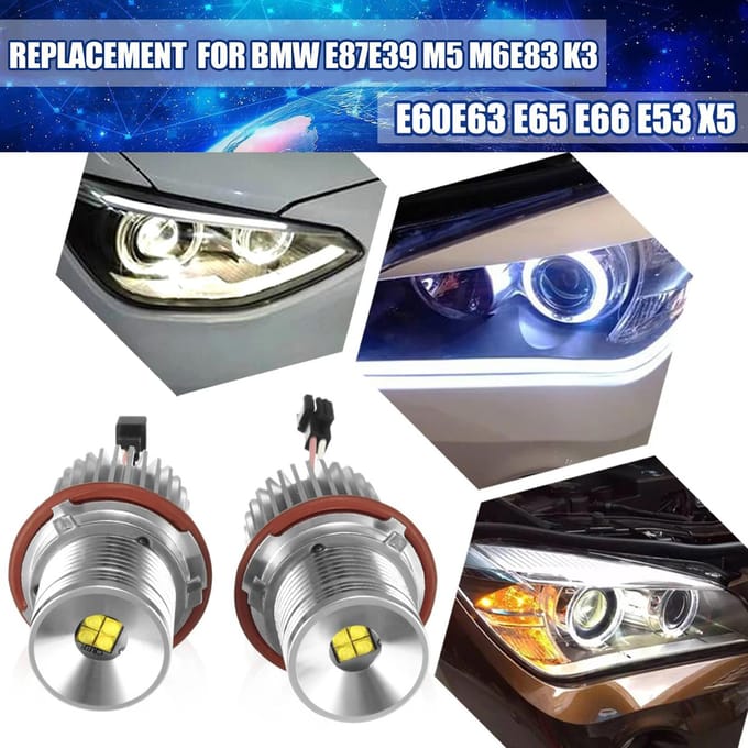 2 Stuks 20W Led Angel Eyes Halo Ring Marker Gloeilamp Vervanging Voor Bmw E87 E39 M5 M6 e83 X3 E60 black