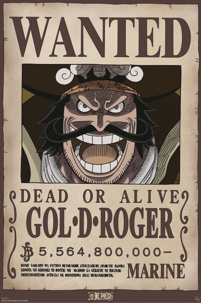 Poster One Piece - Wanted Gol ,D, Roger 61x91,5cm