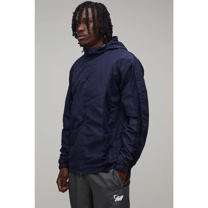 Tall Regular Fit Tonal Colour Block M Star Hooded Jacket | Navy | Size Medium