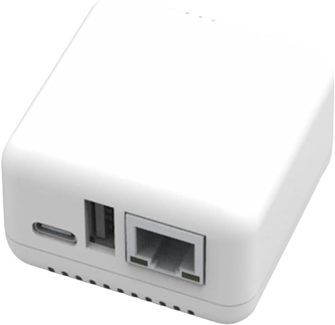 Netwerk Print Server - USB Printer Adapter - Printen Delen - Compact Ontwerp - 5.3 x 4 cm - Wit