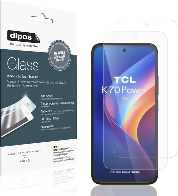 dipos – 2x Matte Pantserfolie geschikt voor TCL K70 4G | 9H Screenprotector