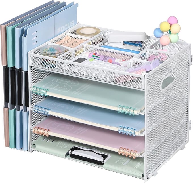 Bureau Organizer Set - 5 Laags Postbak en Opbergvakken voor Kantoorassortiment