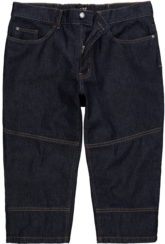 Men Plus - Heren - 3/4-jeans denim 5-pocket elastische tailleband - Donkerblauw denim - Maat 52