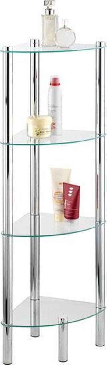 WENKO YAGO hoekbadplankje, glas - 4 niveaus