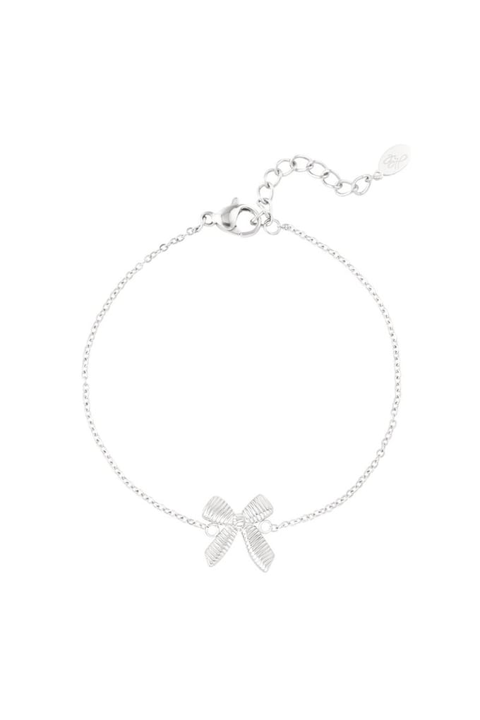 Bijoutheek Armband (Sieraad) Geribbeld Strikje Zilver