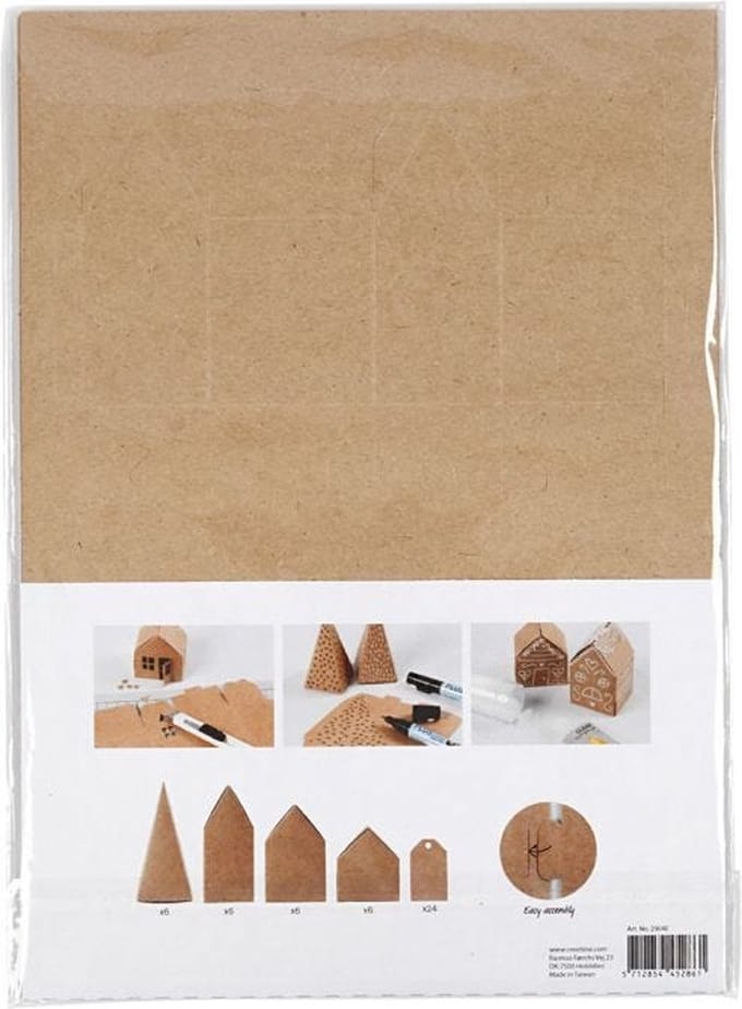Creativ Company Kartonnen Huizen en Bomen 5,7-10 cm Kraft