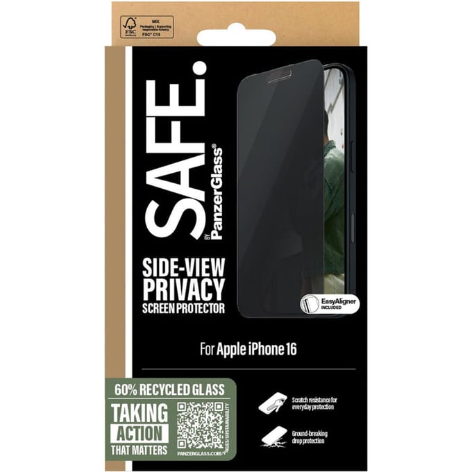 SAFE by PanzerGlass Privacy Screenprotector Ultra Wide Fit met applicator geschikt voor Apple iPhone 16