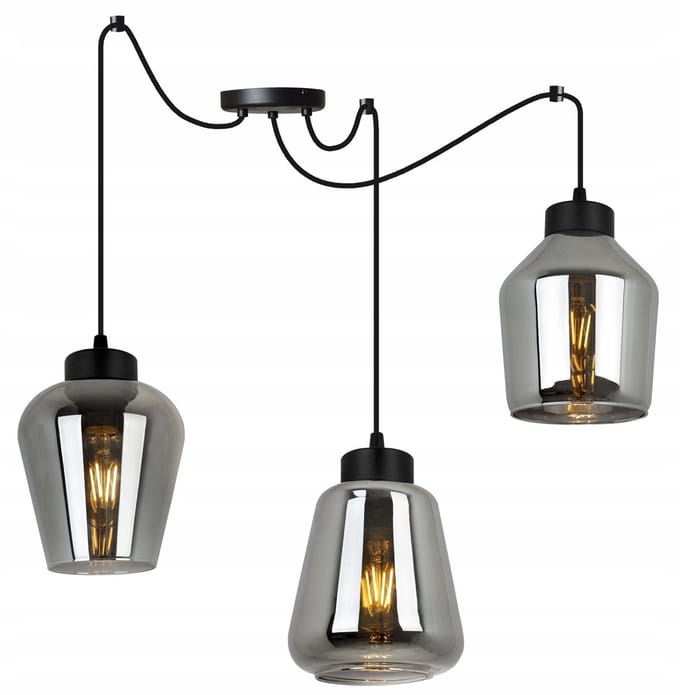 Hanglamp Spider Rijeka Zwart Glas E27 3-lichts