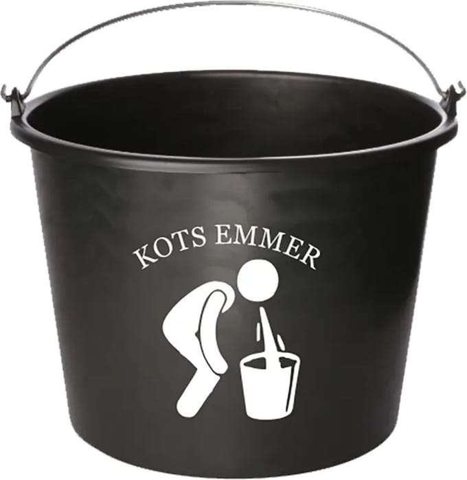 Emmer - Kots emmer - Cadeau emmer - met tekst - 12 liter - zwart
