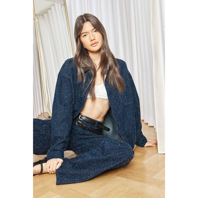 boohoo Dames Boucle Denim Shacket | Indigo | Maat: 40